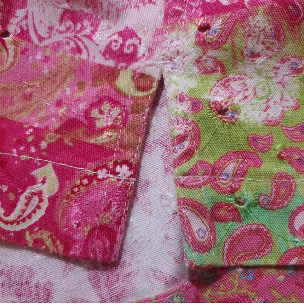 Boho Jacket Patchwork Pailsey Stretch Pink Floral… - image 8